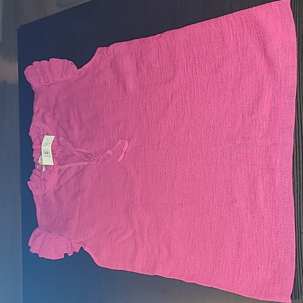 LOFT Pink Ruffle Sleeve Top